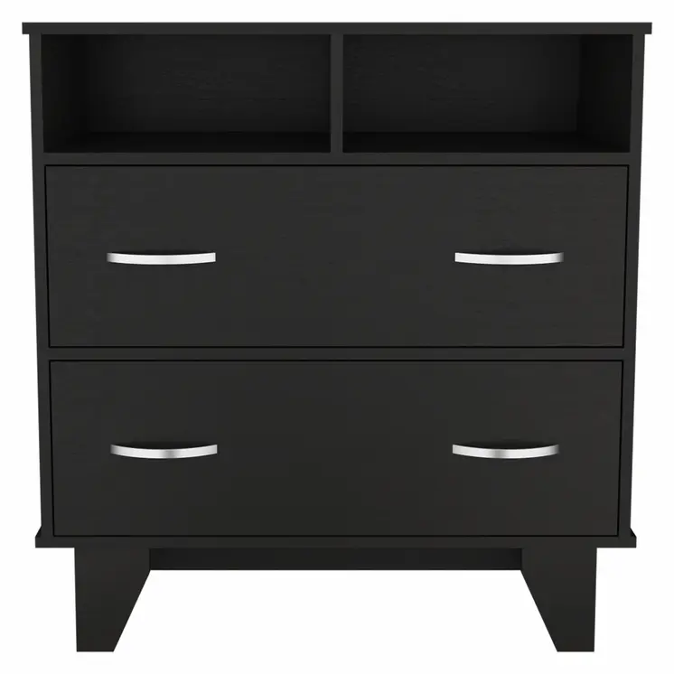 32" Black Manufactured Wood Two Drawer Dresser