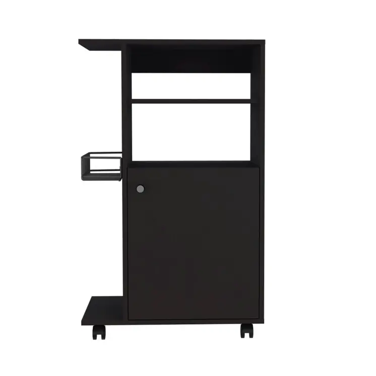 Black 24" Rolling Kitchen Cart With Storage