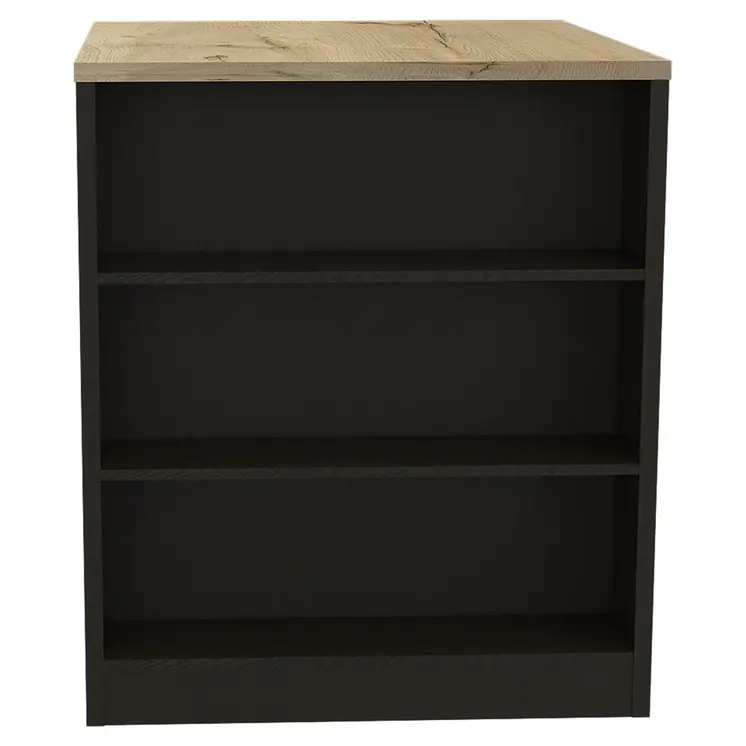 Black and Natural 36" Kitchen Island With Storage