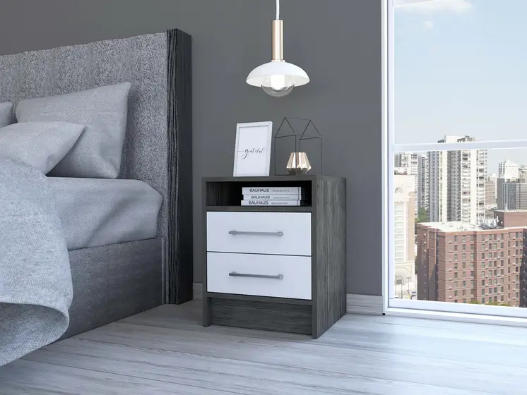 20" Wood Two Drawer Nightstand