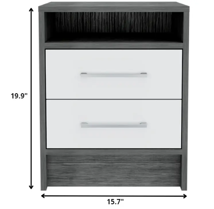 20" Wood Two Drawer Nightstand