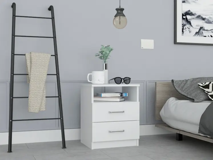 20" Wood Two Drawer Nightstand