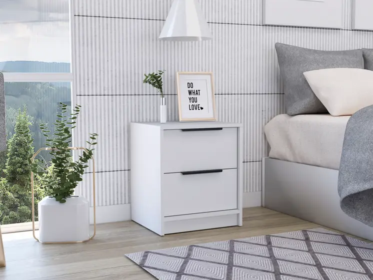 19" Wood Two Drawer Nightstand
