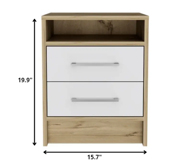 20" Wood Two Drawer Nightstand