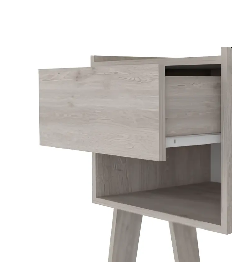 22" Light Gray Wood One Drawer Nightstand