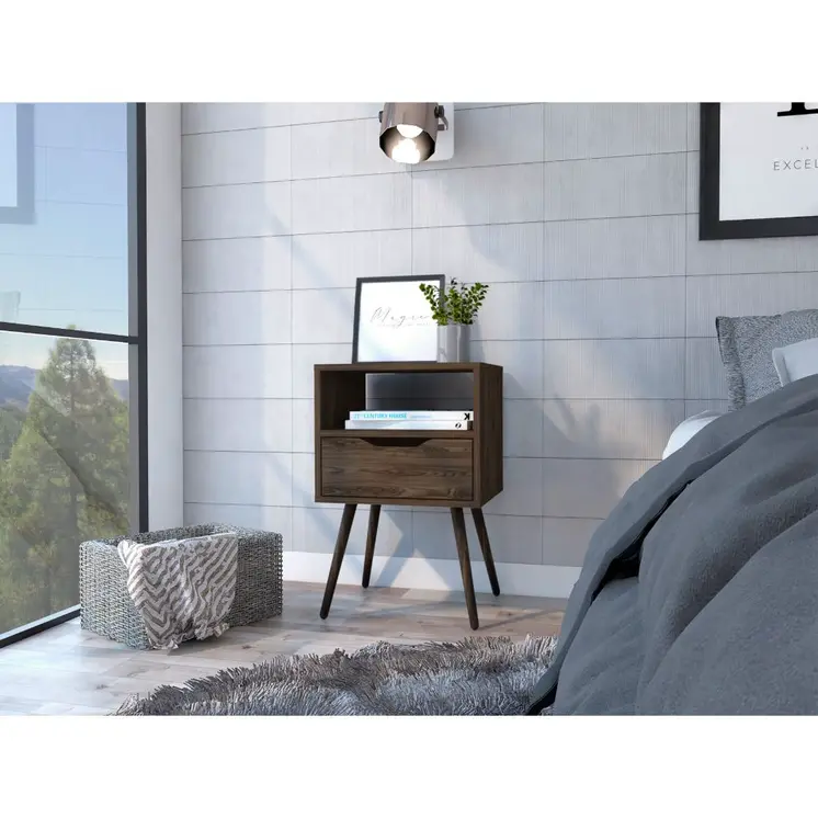 25" Wood One Drawer Nightstand