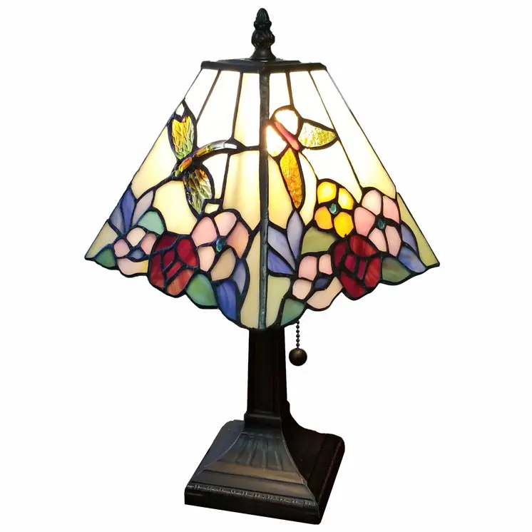 15" Dark Brown Metal Candlestick Table Lamp With Pink and Black Empire Shade