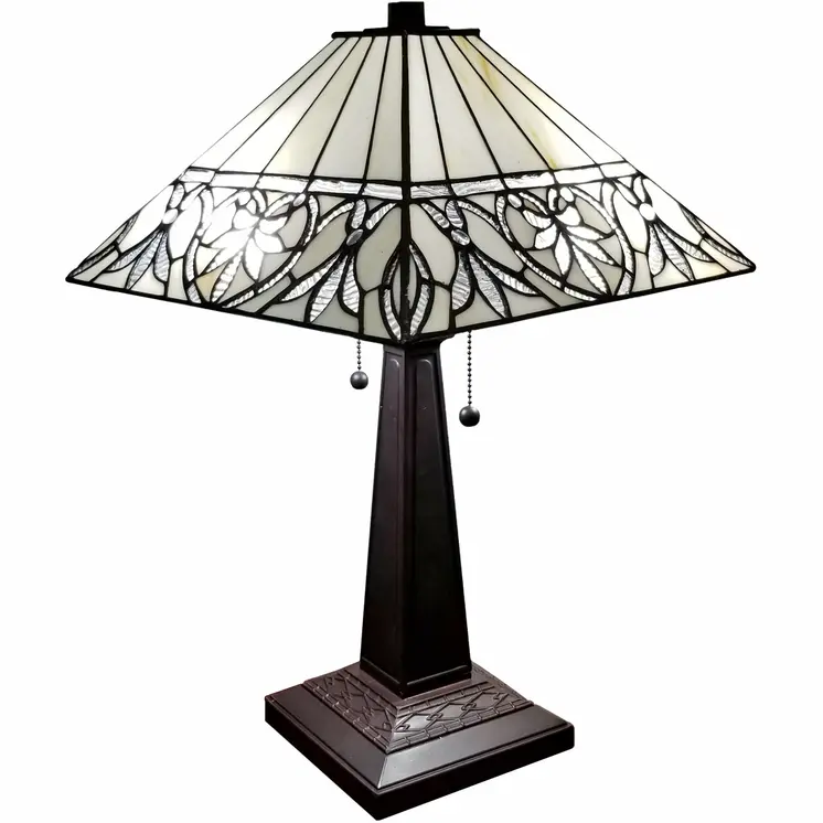 22" Dark Brown Metal Two Light Candlestick Table Lamp With White Shade