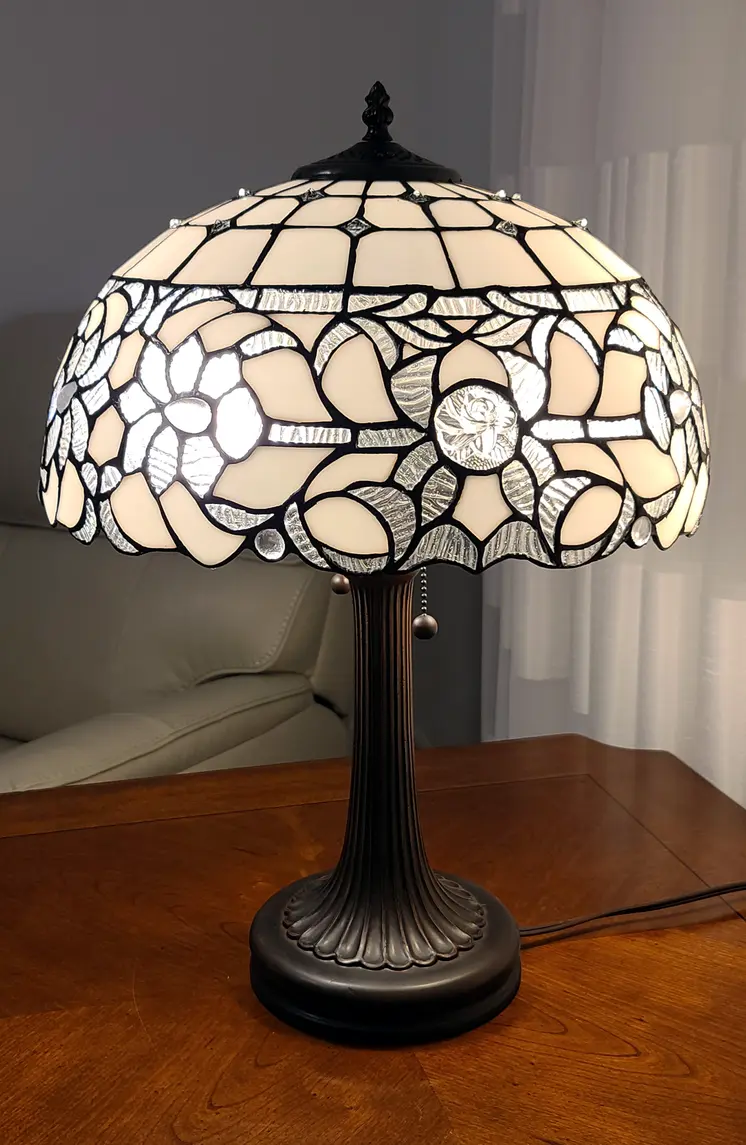 23" Dark Brown Metal Two Light Candlestick Table Lamp With White Shade