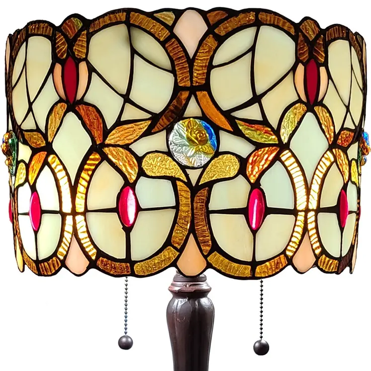 21" Dark Brown Metal Two Light Candlestick Table Lamp With Beige Shade