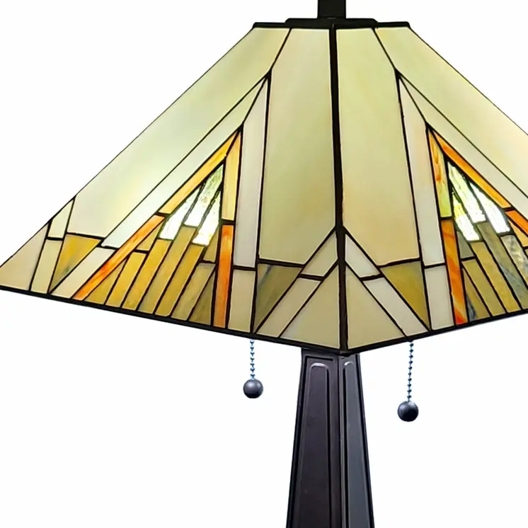22" Dark Brown Metal Two Light Candlestick Table Lamp With Beige Shade