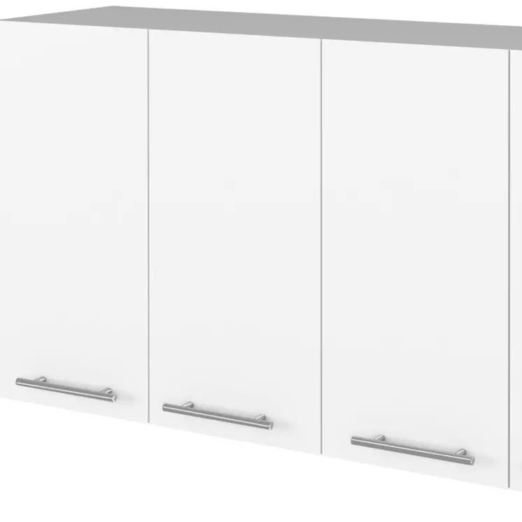 47" White Wood Wall Mounted Accent Chest With Four Doors