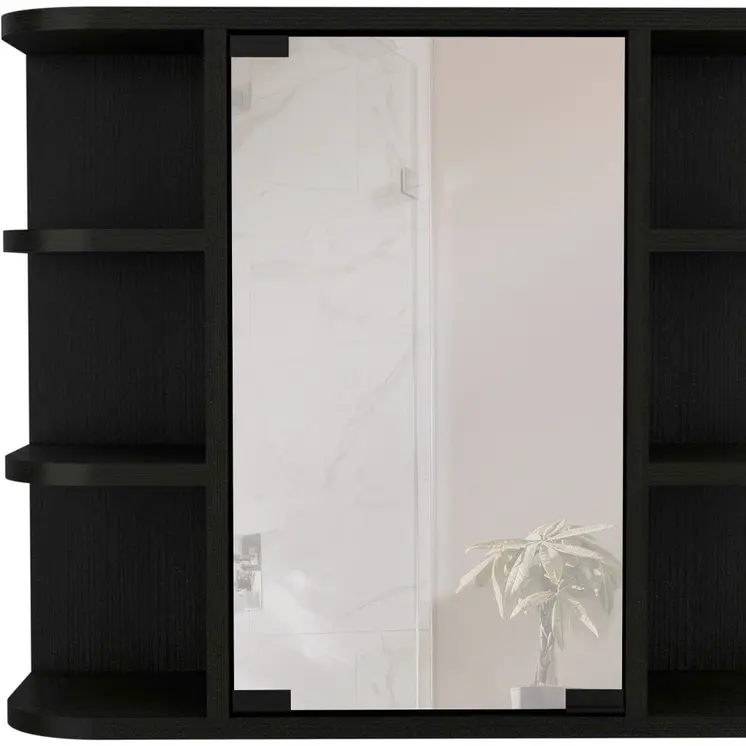 24" Black Wood Floating Bathroom Vanity
