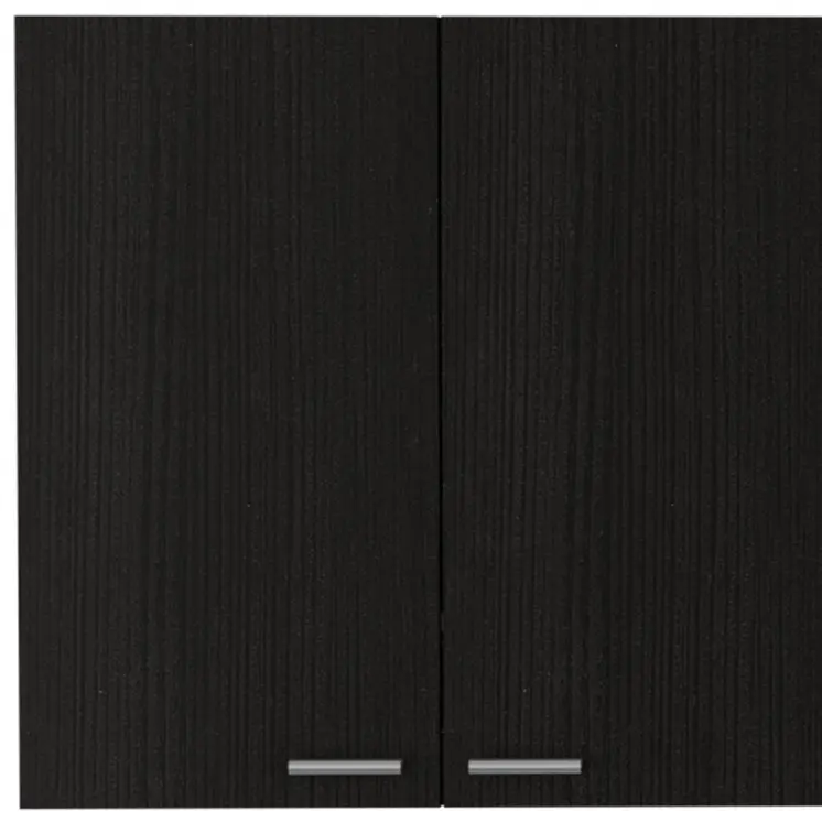 59" Black Wood Wall mounted Accent Cabinet With Five Shelves