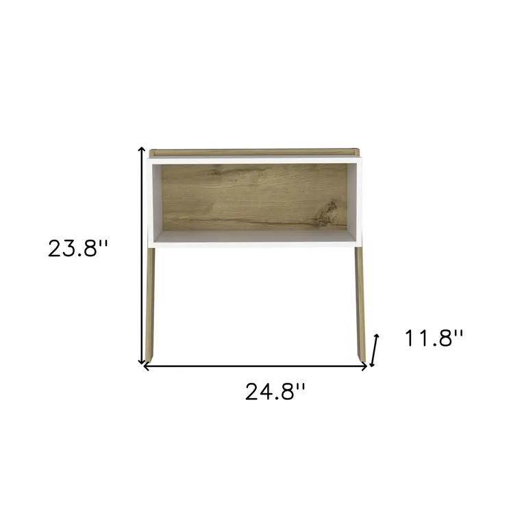 24" White and Oak Faux Wood Nightstand
