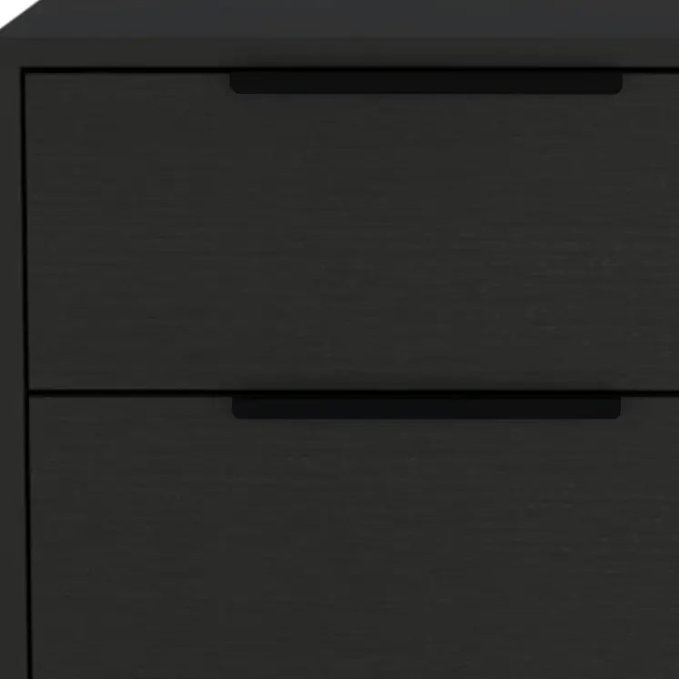 22" Black Wood Two Drawer Nightstand