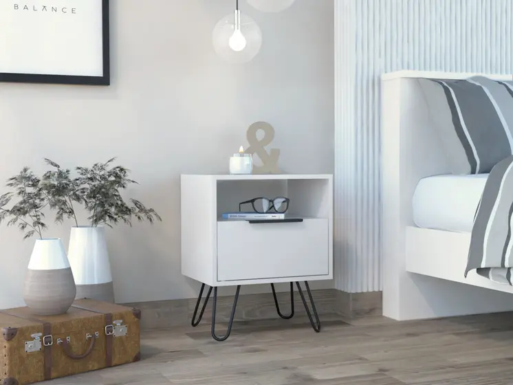 22" White Wood Nightstand