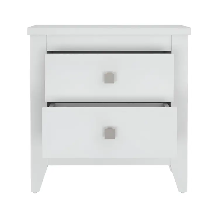 24" White Wood Two Drawer Nightstand