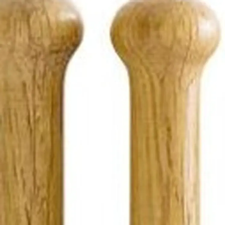 Set of Two Natural Solid Wood And Stainless Steel Salad Servers