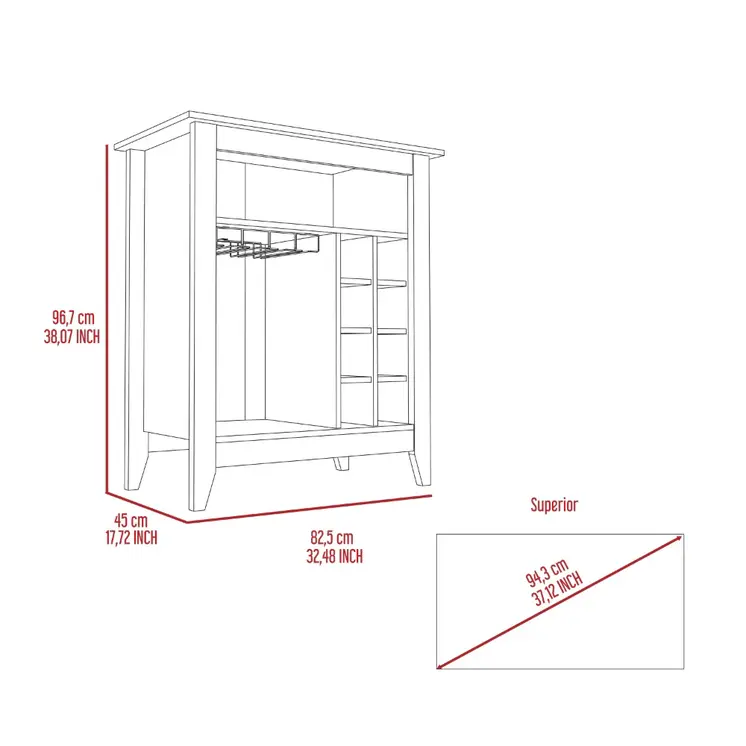 Black Bar Cart With Wine Storage