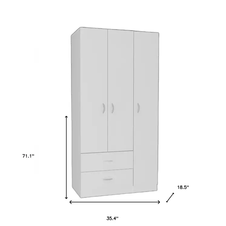 71" White Manufactured Wood Two Drawer Combo Dresser