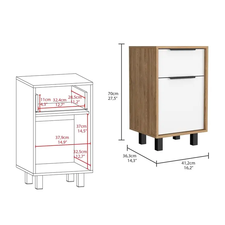 28" Wood One Drawer Nightstand