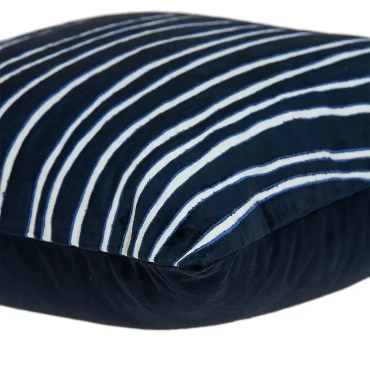 20" Blue and White Cotton Throw Pillow