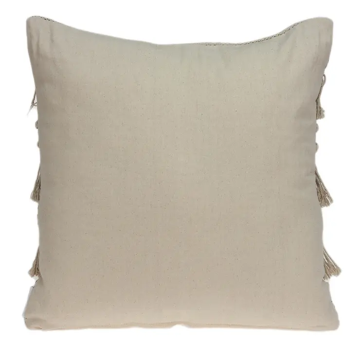 20" Beige Cotton Blend Throw Pillow