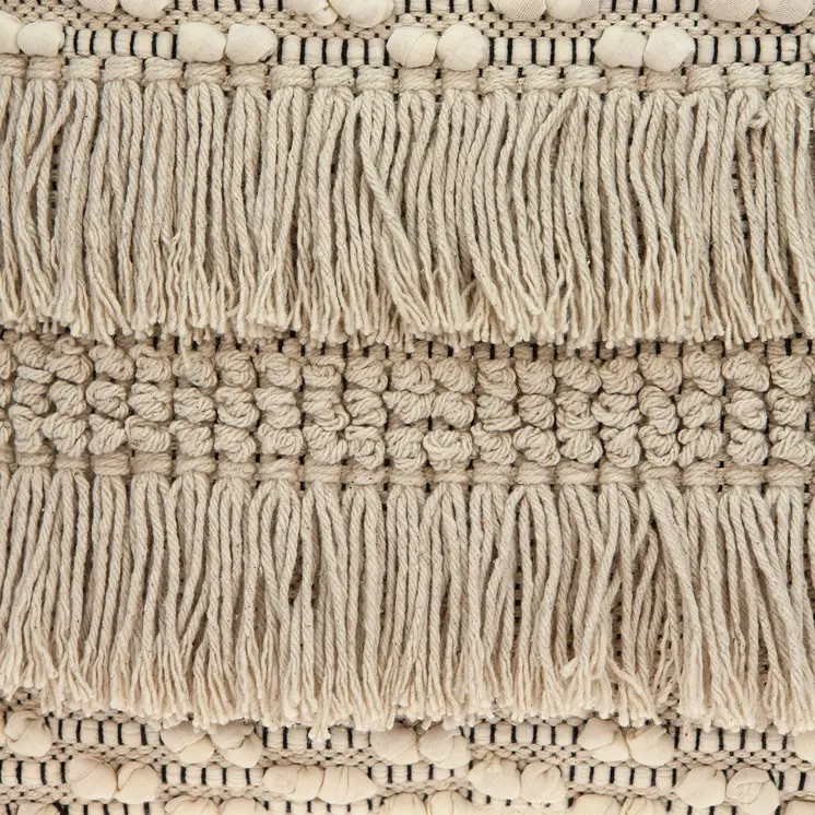 20" Beige Cotton Blend Throw Pillow