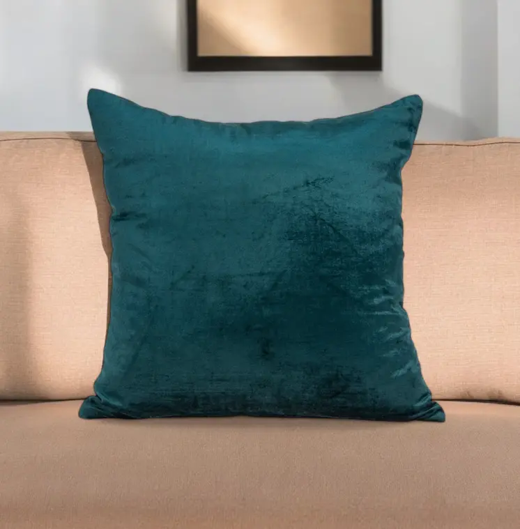 22" Teal Blue Cotton Blend Throw Pillow