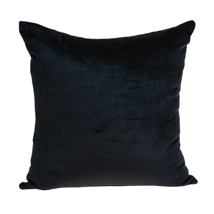 22" Black Cotton Blend Throw Pillow