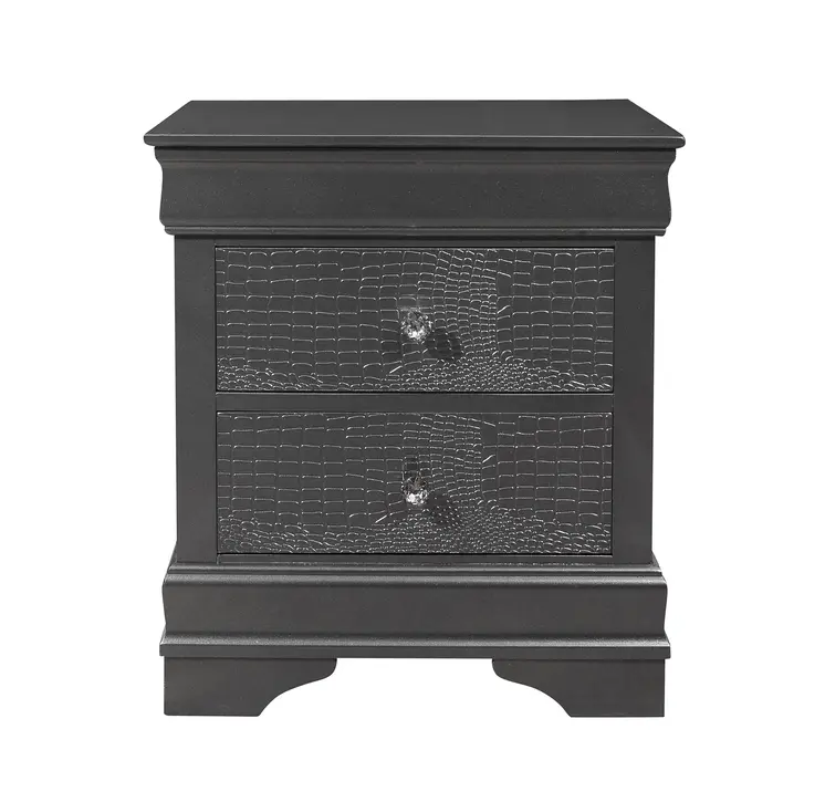 24" Gray Wood Shagreen Two Drawer Nightstand