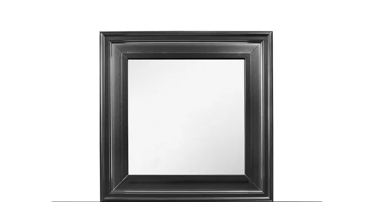 38" Gray Square Wood Framed Accent Mirror