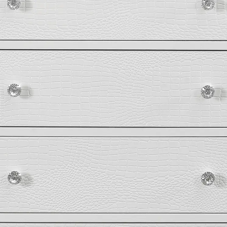 31" Metallic White Solid Wood Five Drawer Chest