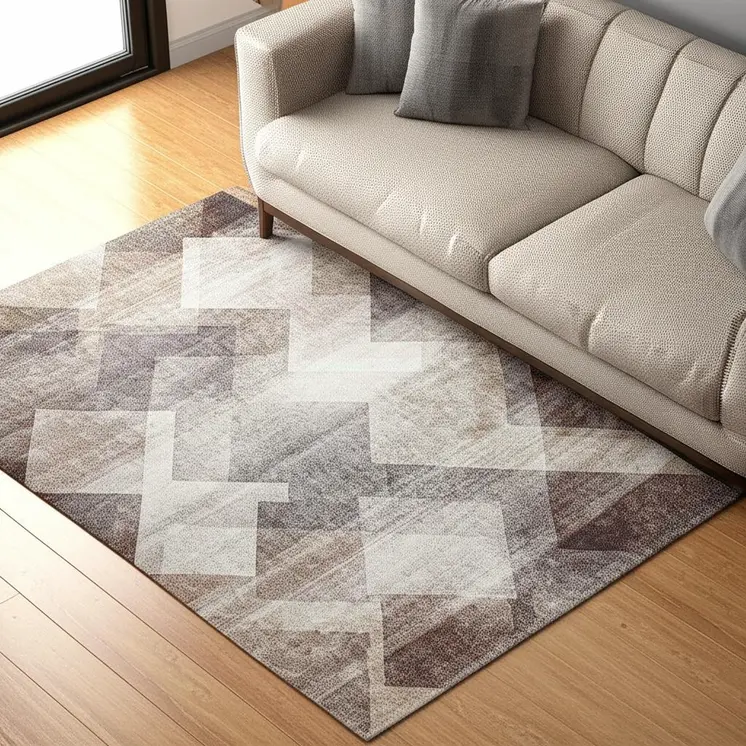 5' X 8' Brown Geometric Stain Resistant Area Rug