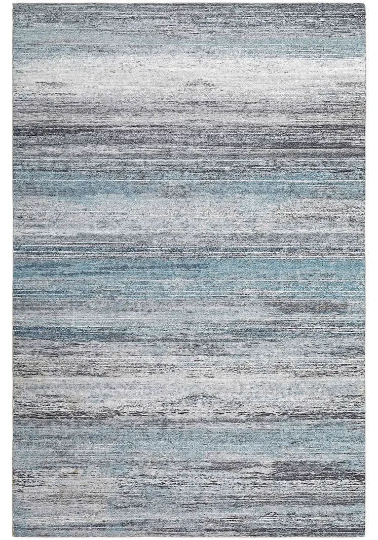 4' X 6' Turquoise and Gray Abstract Stain Resistant Area Rug