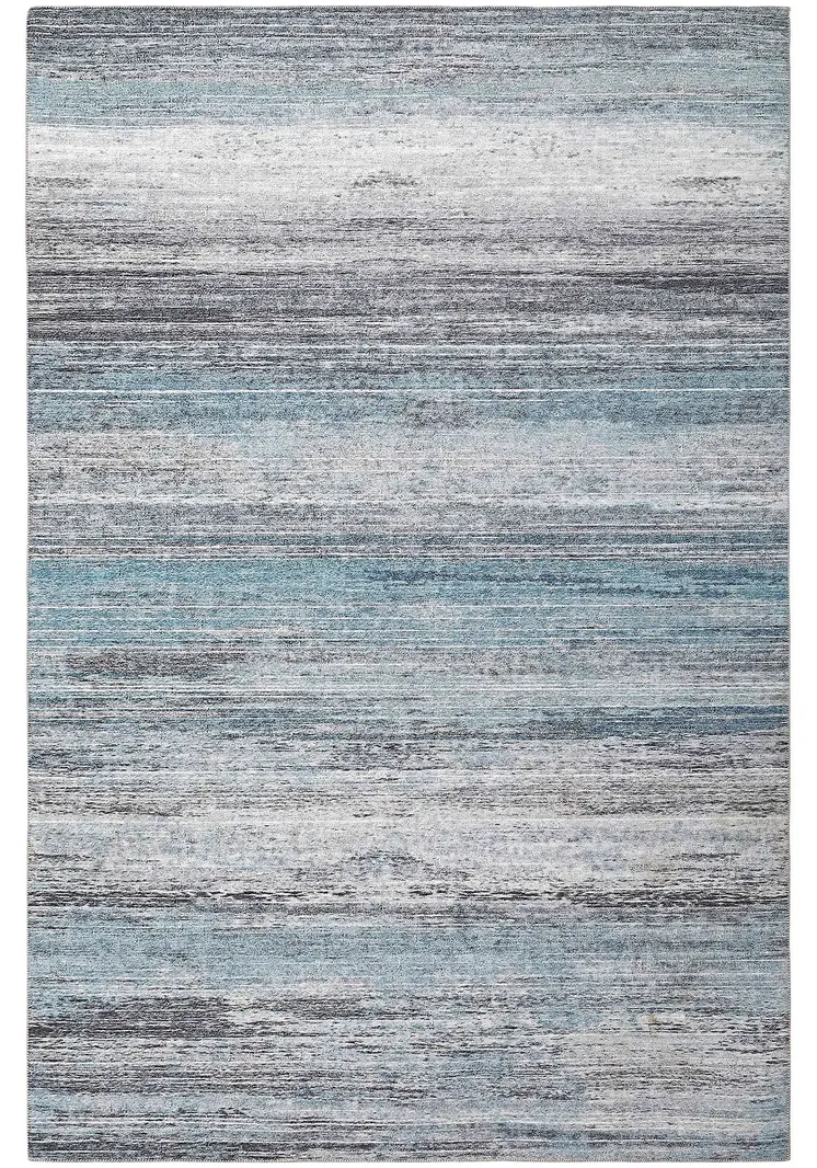 4' X 6' Turquoise and Gray Abstract Stain Resistant Area Rug