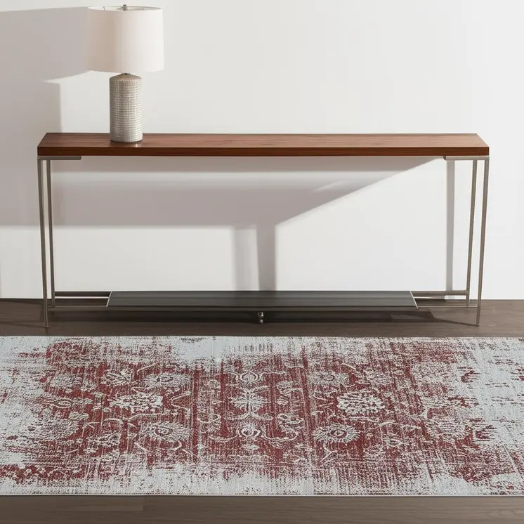 4' X 6' Rust Oriental Distressed Stain Resistant Area Rug