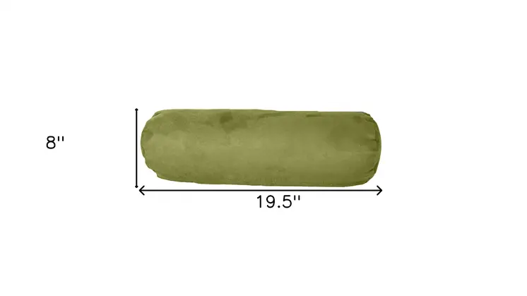 8" X 20" Moss Green Bolster Microsuede Throw Pillow