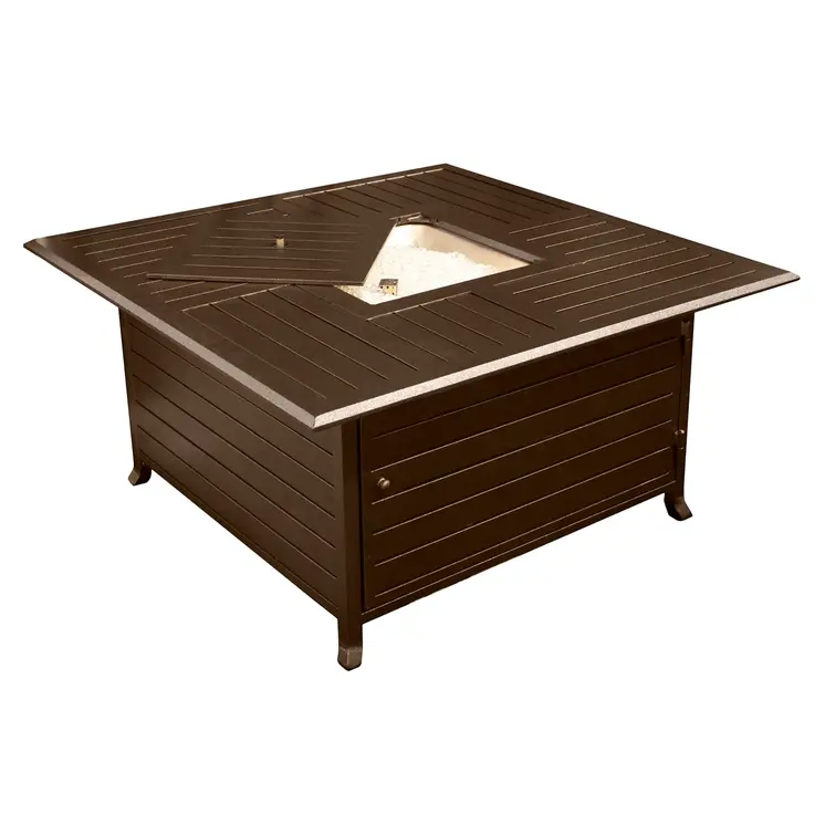 42000 BTU 45" Bronze Aluminum Propane Square Fire pit table With Cover