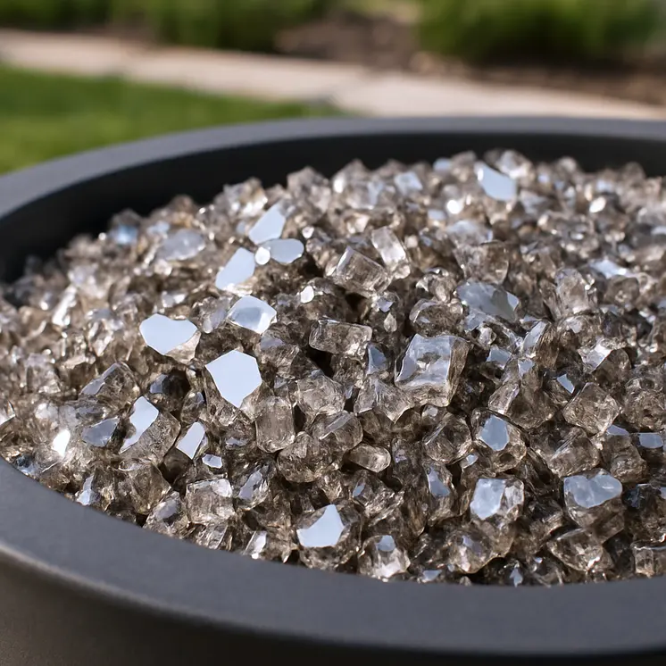 Bronze Round Reflective Fire Pit Glass