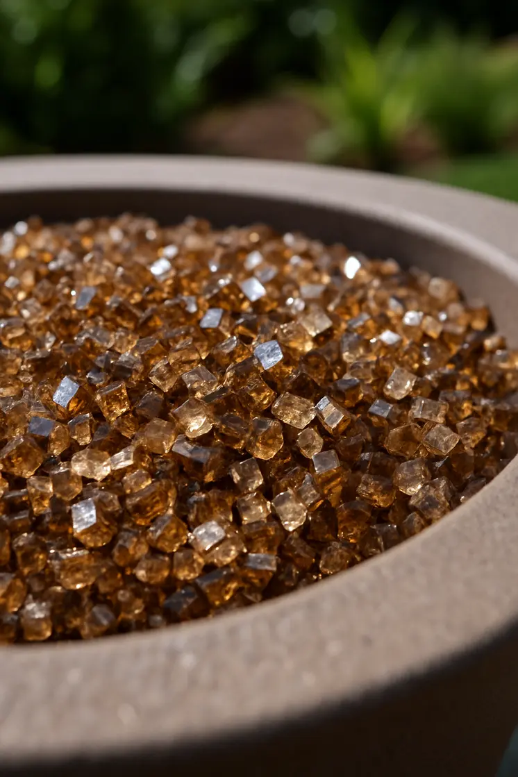 Copper Round Reflective Fire Pit Glass