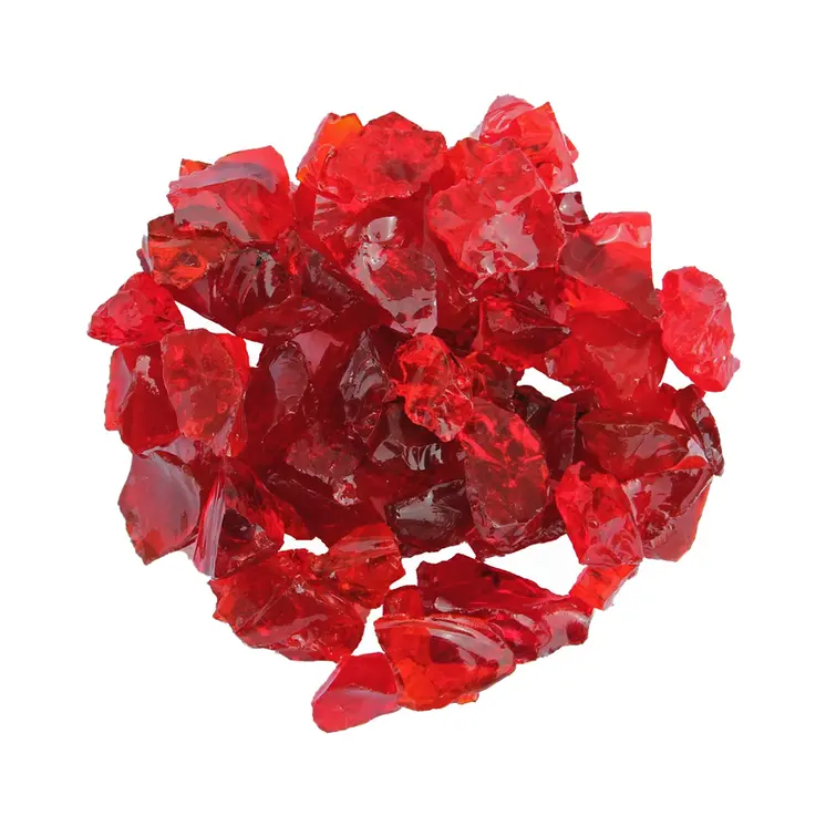 Red Round Reflective Fire Pit Glass