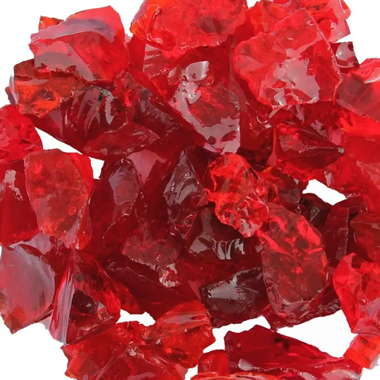 Red Round Reflective Fire Pit Glass
