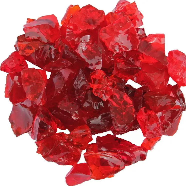 Red Round Reflective Fire Pit Glass