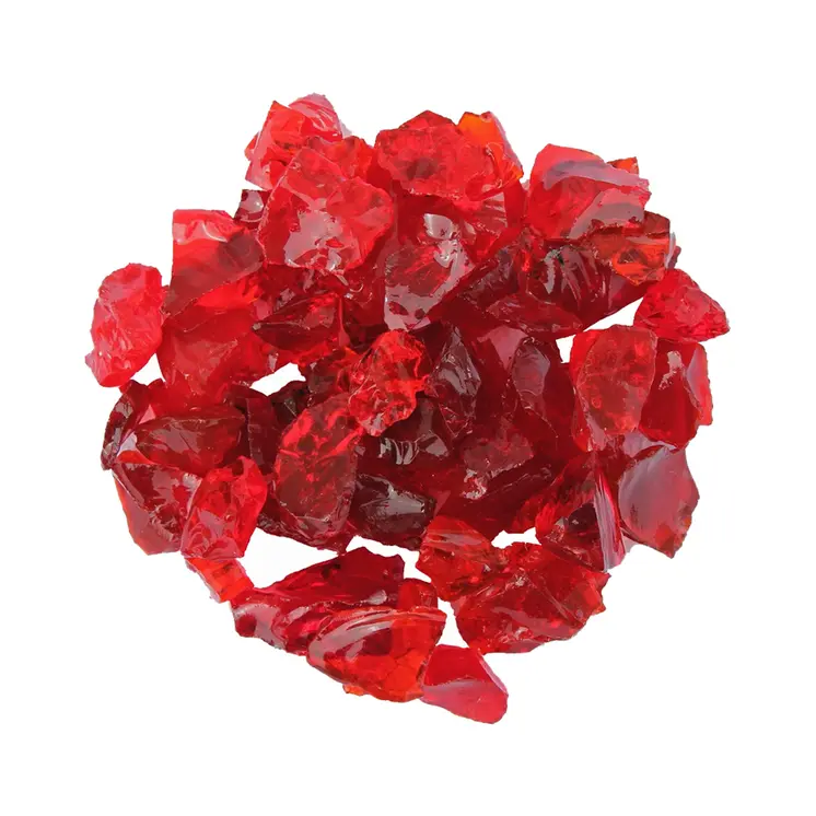 Red Round Reflective Fire Pit Glass