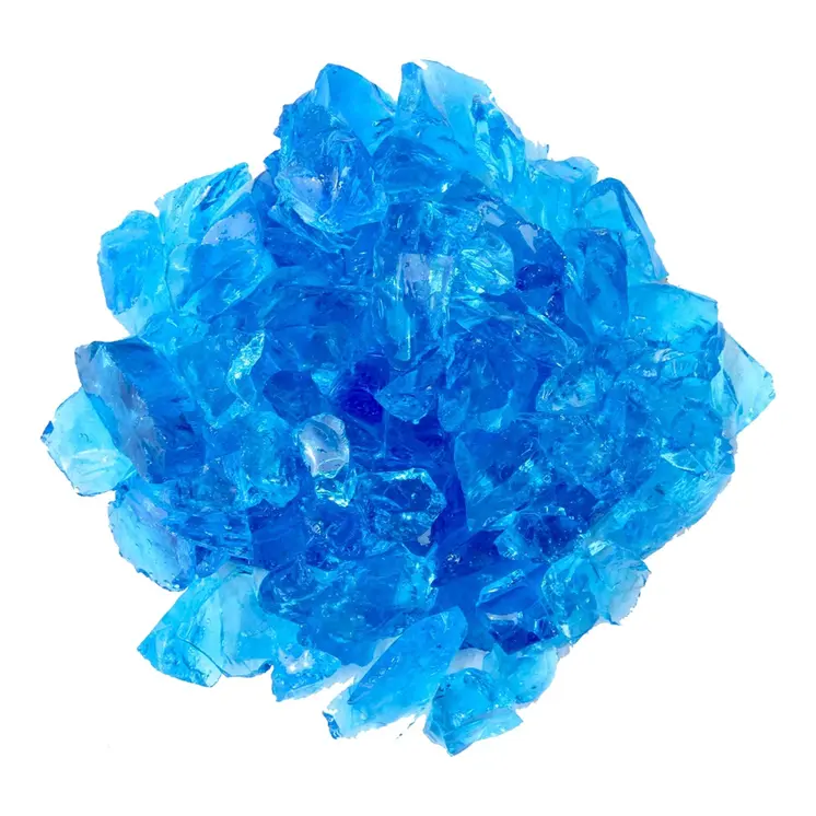 Turquoise Round Reflective Fire Pit Glass