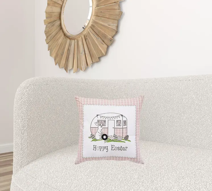 17" Light Pink Easter Easter Bunny Throw Pillow
