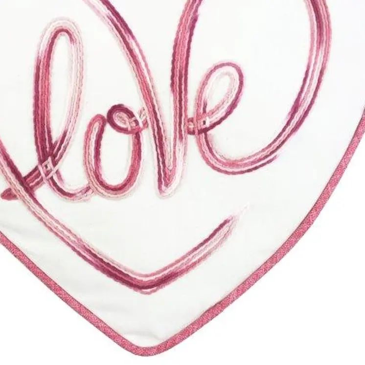 16" X 15" Rose and White Heart Love Valentines Day Heart Throw Pillow with Embroidery