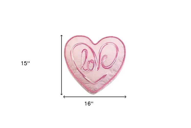 16" X 15" Pink Heart Love Valentines Day Heart Throw Pillow